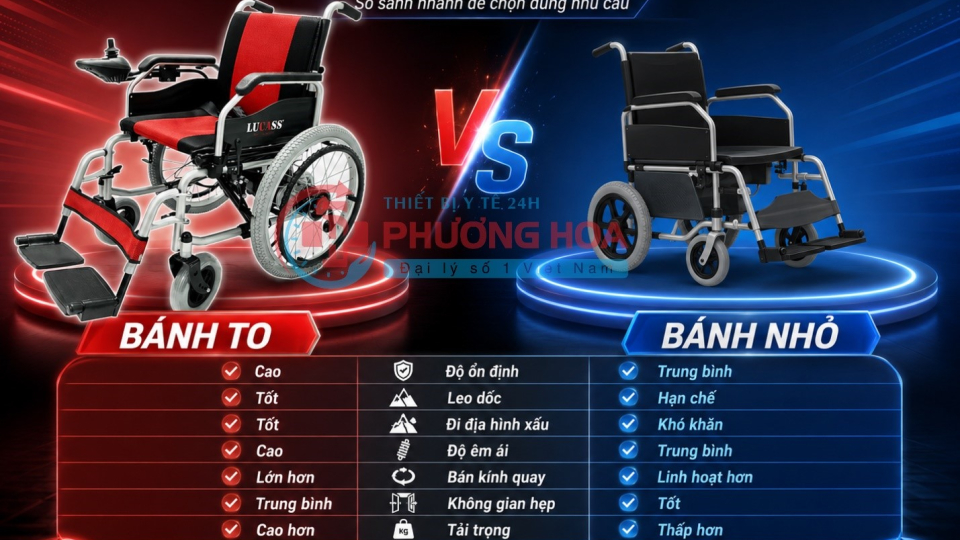 Khi nào nên chọn xe lăn điện bánh to thay vì bánh nhỏ?